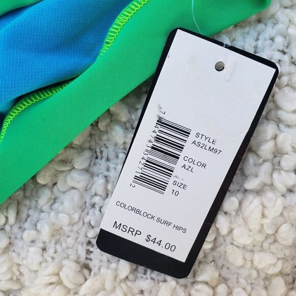 NWT ABS Allen Schwartz Neon Blue Green Pink Hipster Bikini Bottoms - Picture 5 of 9